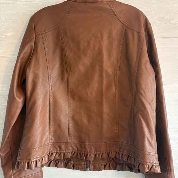Christopher & Banks Womens Faux Leather Jacket Medium Brown - Picture 7 of 7